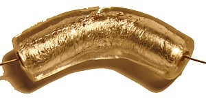 glaskraal gebogen17x10mm silverfoil/wit p.st