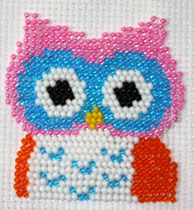 Borduurpakket roze uil 7x7cm