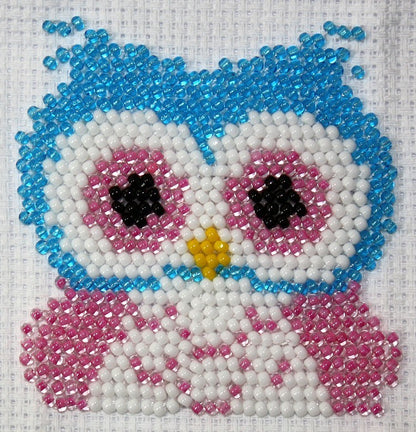 Borduurpakket blauwe uil 7x7cm