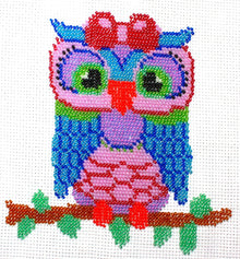 Borduurpakket uil op stok 16x16cm