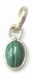 Hanger 11mm zilver met groene gestreepte steen