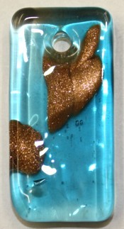 Glazen hanger rechthoek 50x25mm transp aqua