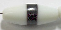 Glaskraal 22x8mm ovaal zwart/wit 10st.