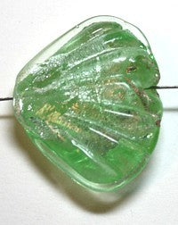 Glaskraal  ca. 21mm schelp silverfoil groen p.st