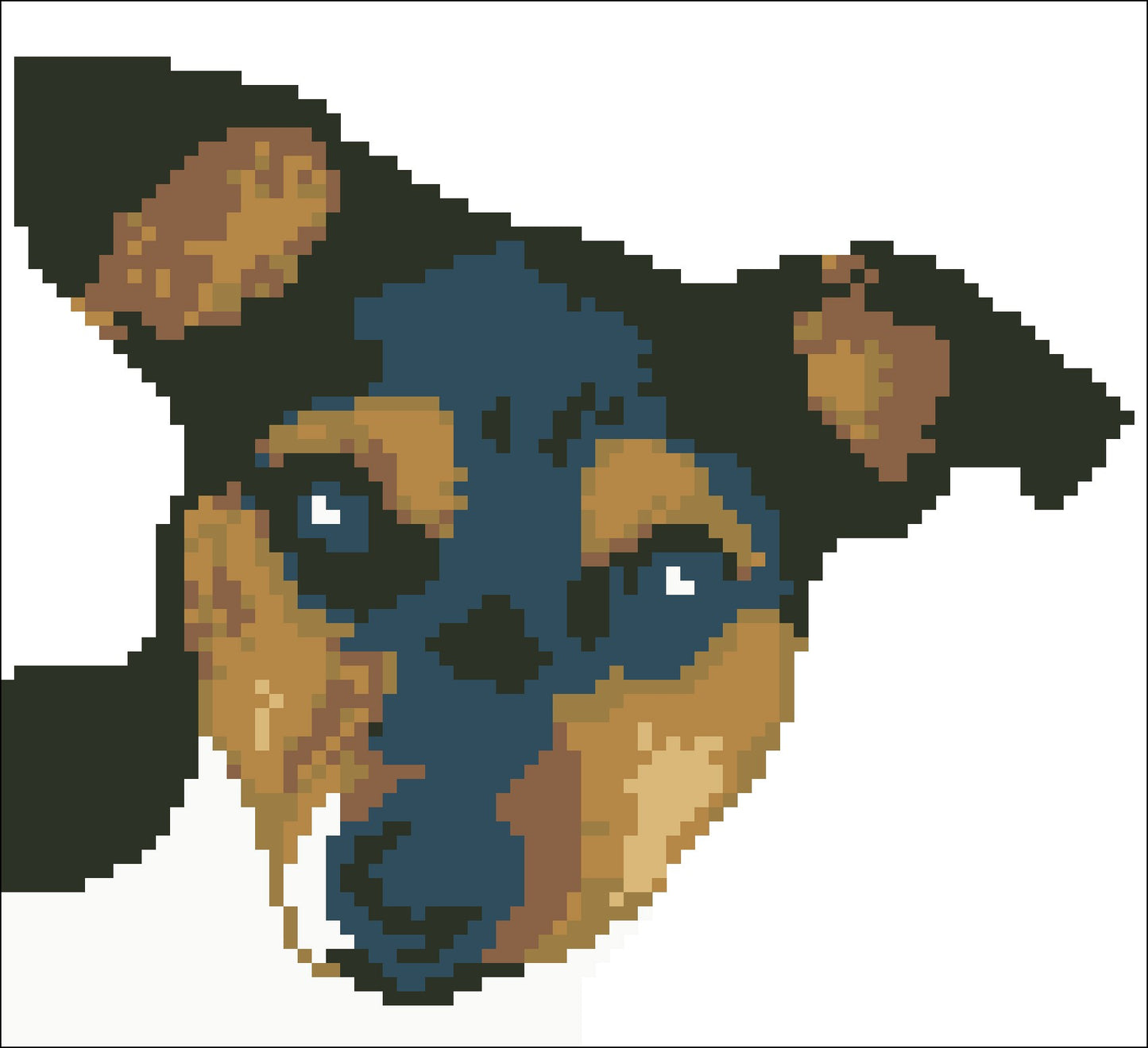 Borduurpakket Jack Russel donker ca 18x18cm