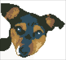 Borduurpakket Jack Russel donker ca 18x18cm