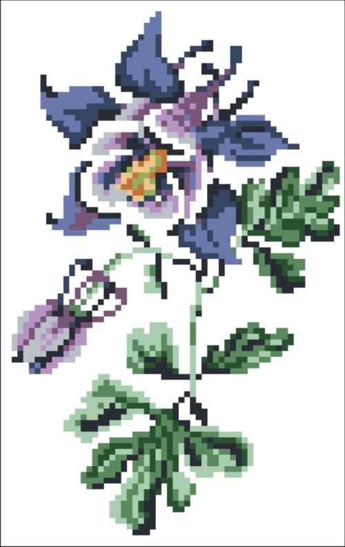 Borduurpakket akelei 13x20cm.