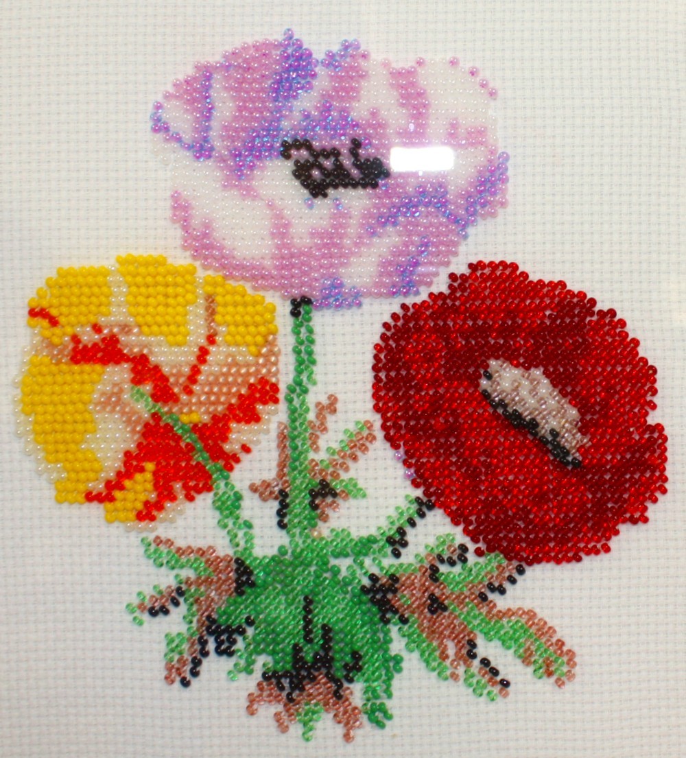 Borduurpakket  anemoontjes 15x16cm