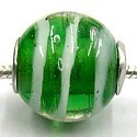 Pandorastyle kr. verz. 3mm gat 15mm rond groen/wit