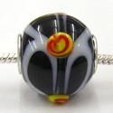 Pandorastyle kr. verz. 3mm gat 15mm rond zwart/bew
