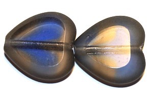 Vintage kr. 15mm hart met matte rand d. blauw 5st