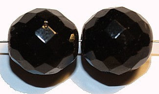 Vintage facetkraal 16mm zwart mat uiteinde 5st.