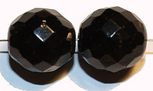 Vintage facetkraal 16mm zwart mat uiteinde 5st.