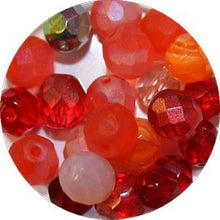 Facetkraal 7 en 8 mm rood/oranje mix 50 stuks