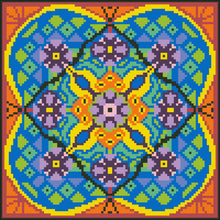 Borduurpakket oranje/blauw/zwart 22x22cm.