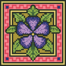 Borduurpakket bloem rose/paars 22x22cm.