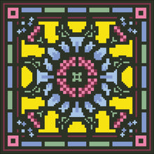 Borduurpakket bloem geel/rose/blauw 22x22cm