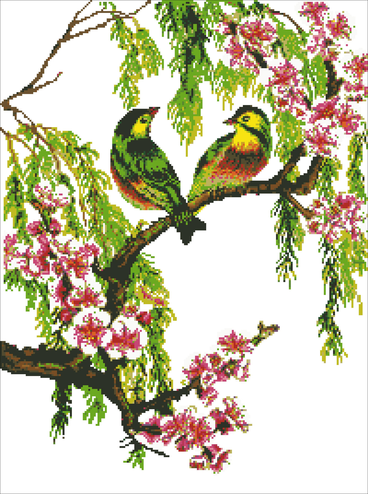 Borduurpakker Japanse vogels 60x45cm.