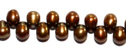 Zoetwaterparels druppel 3x6mm bruin streng 39cm