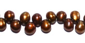 Zoetwaterparels druppel 4.5x6.5 mm bruin str. 39cm