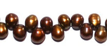 Zoetwaterparels druppel 4.5x6.5 mm bruin str. 39cm