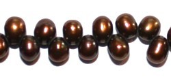 Zoetwaterparels 3x5mm bruin snoer 90cm