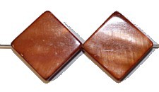Schelpkraal vierkant 15mm bruin 5st