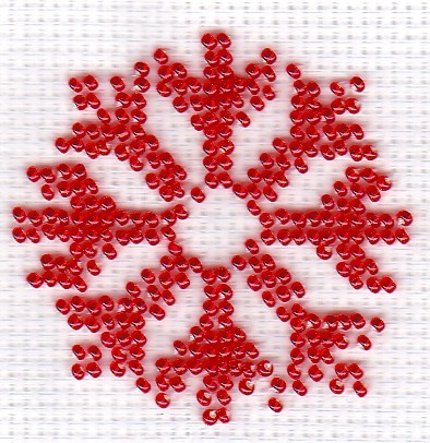 Borduurpakket sneeuwster rood 6x6cm