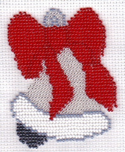 Borduurpakket kerstklok met strik 8x11cm