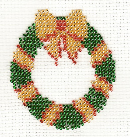 Borduurpakket kerstkrans 7x8cm