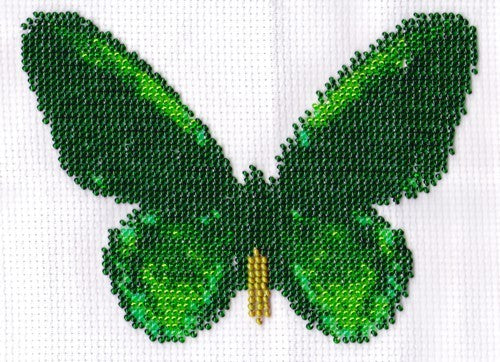 Borduurpakket vlinder groen/zwart 11x16cm