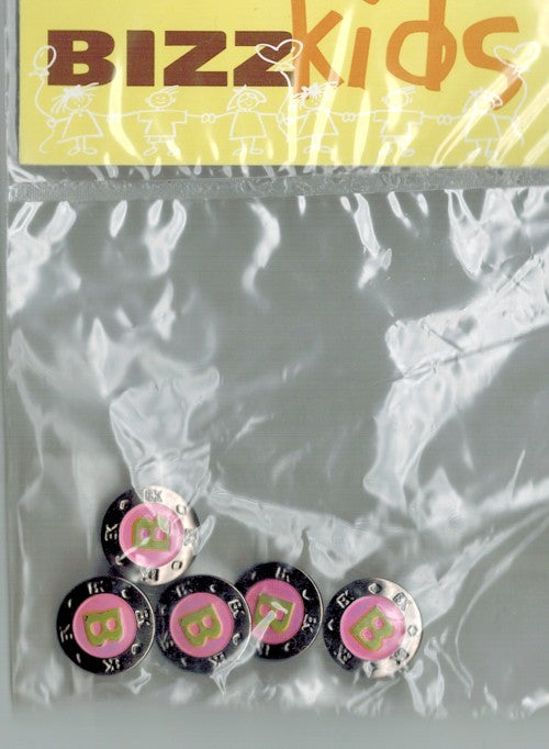 Knoop 17mm metaal rose met letter B 5st