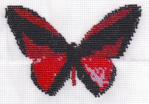 Borduurpakket vlinder roze/zwart 11x16cm.