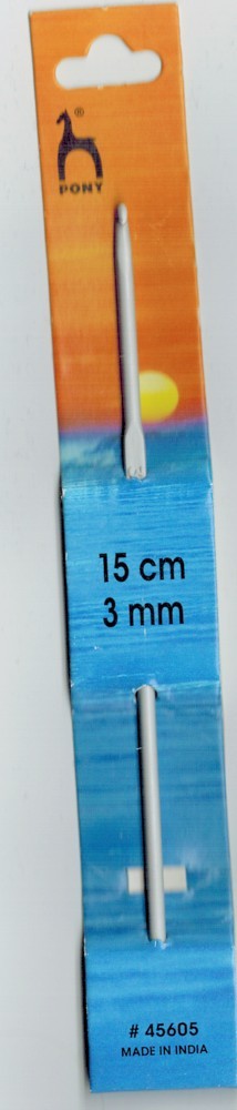 Pony haaknaald 15cm 3mm p.st.