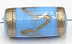 glaskraal ton 23x11mm turkoois goud bewerkt 5 st