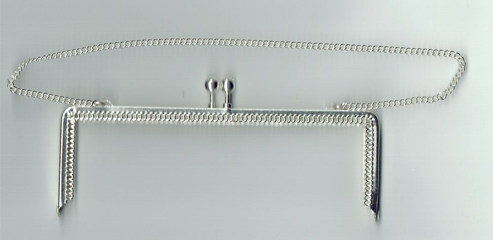 Tasbeugel met ketting 14cm recht verzilverd
