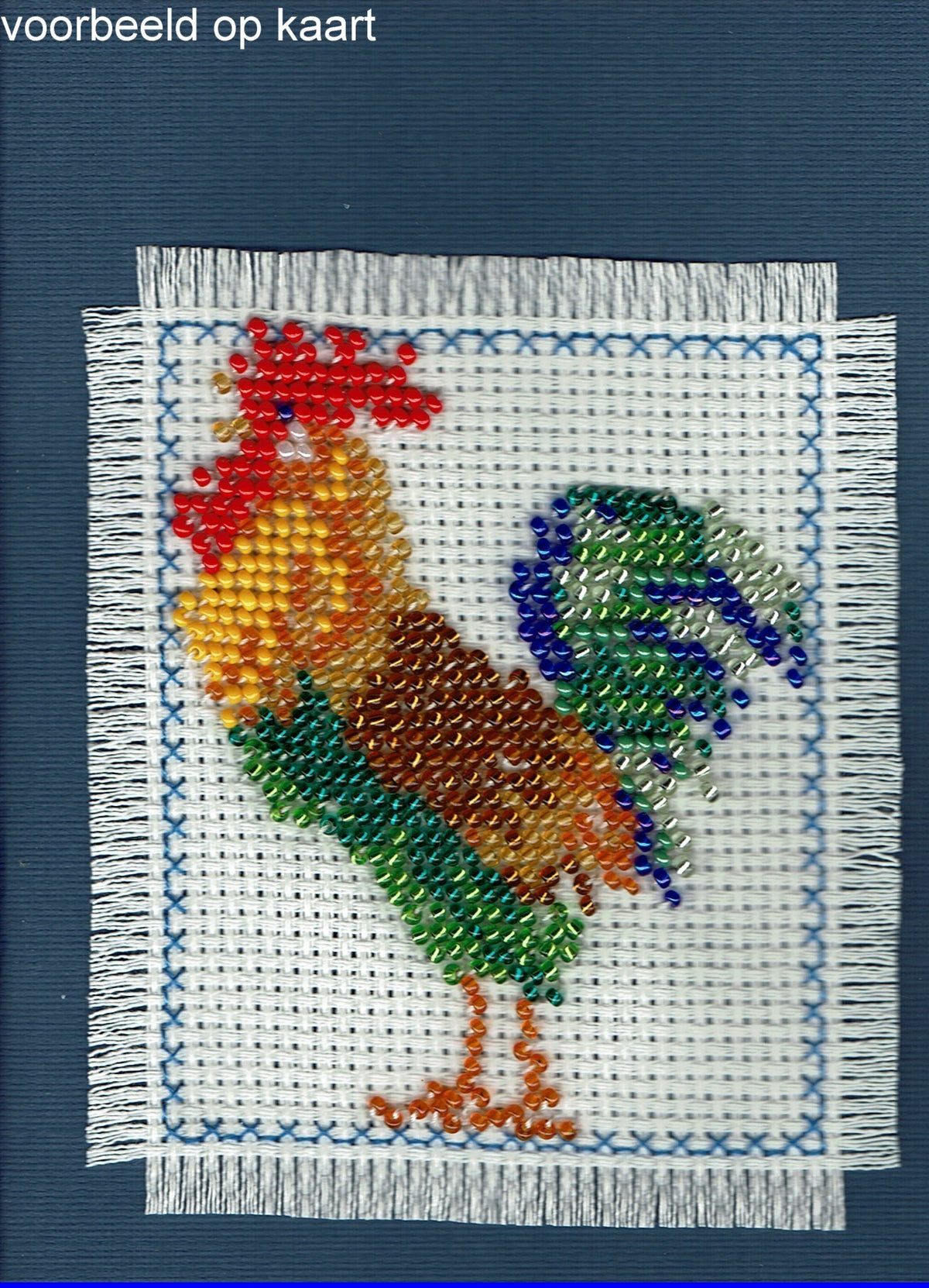 Borduurpakket haan 10x8cm.