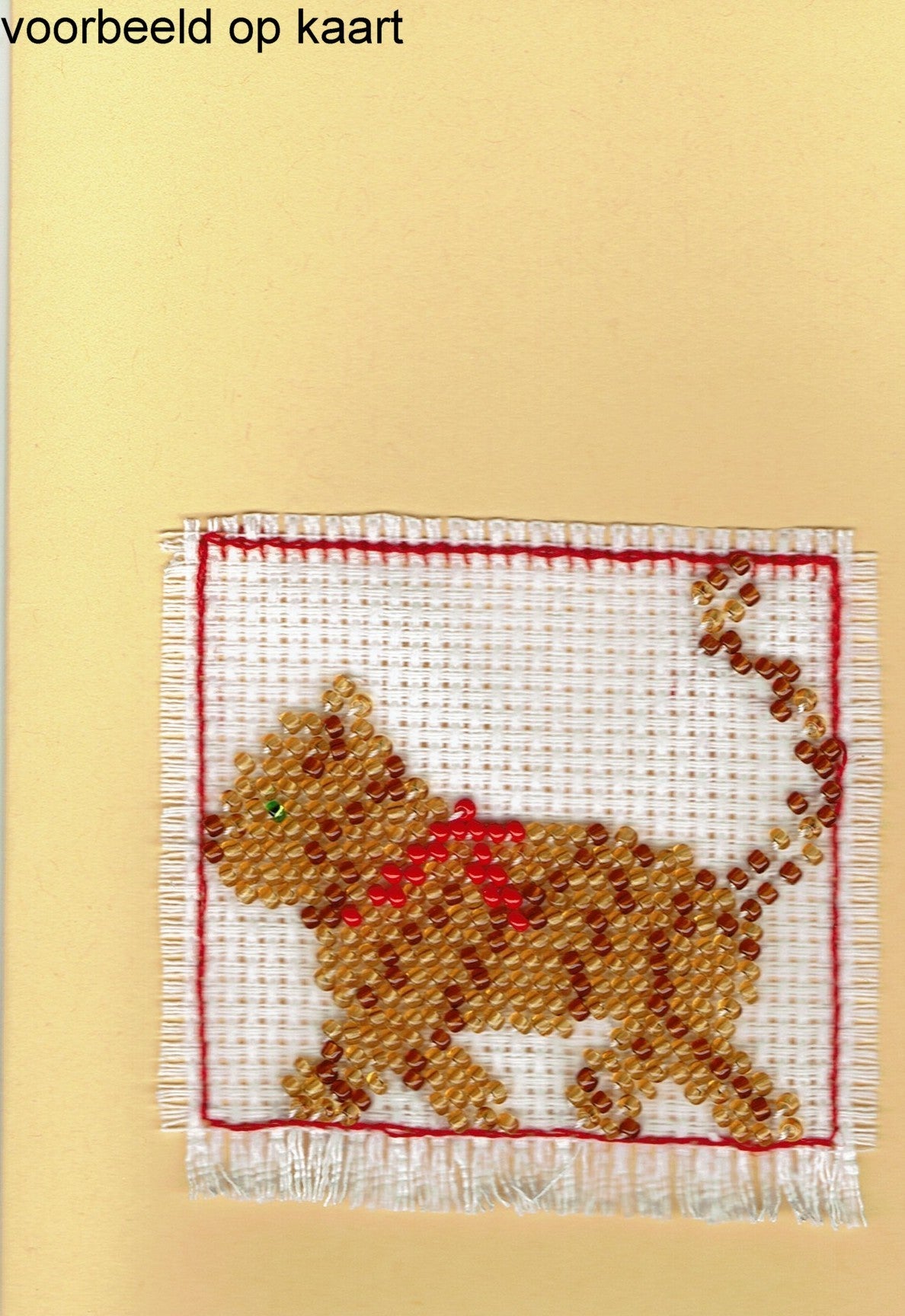 Borduurpakket gestreete kat 7x7cm.