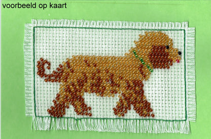 Borduurpakket bruine hond 6x10cm