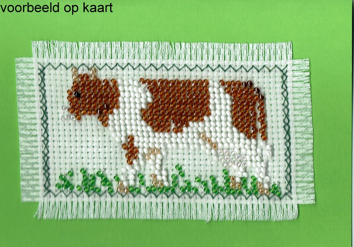 Borduurpakket roodbonte koe 5x9cm.