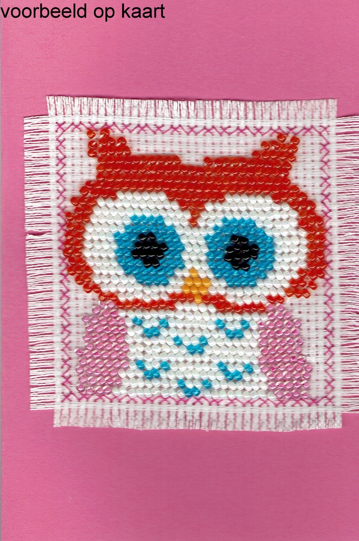 Borduurpakket oranje uil 7x7cm