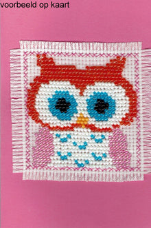 Borduurpakket oranje uil 7x7cm