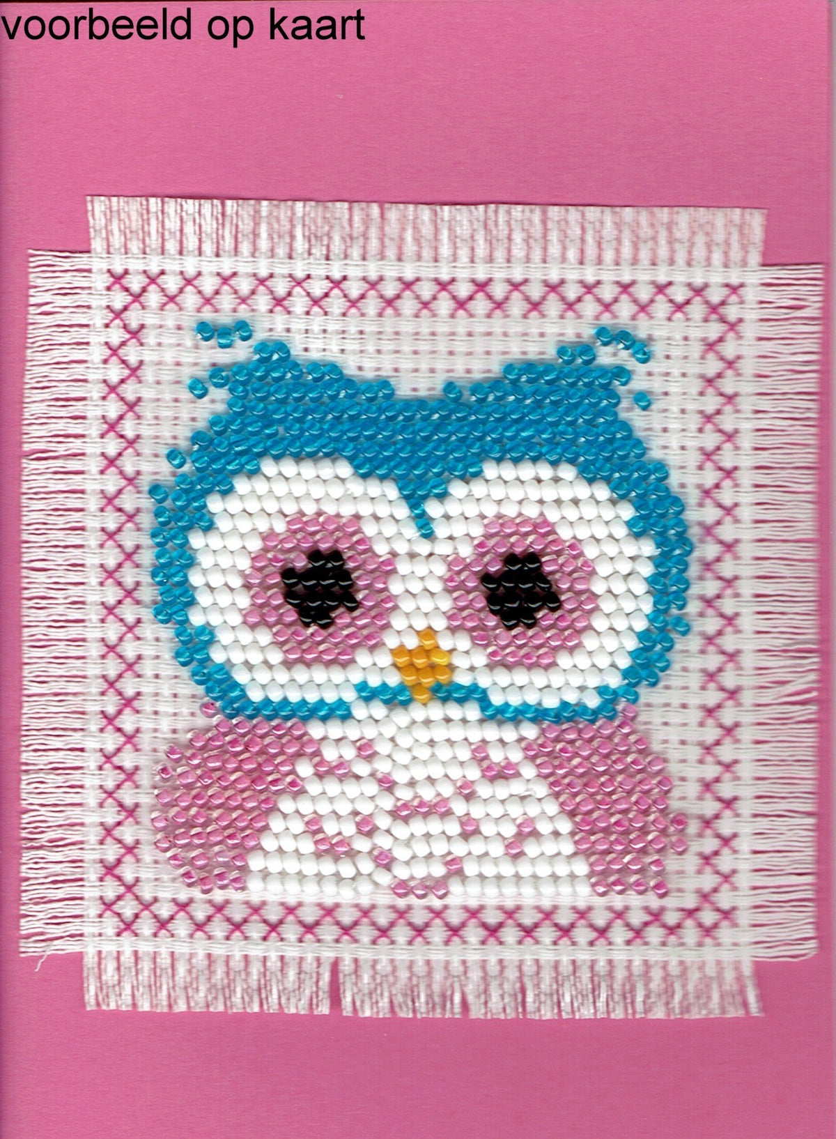 Borduurpakket blauwe uil 7x7cm