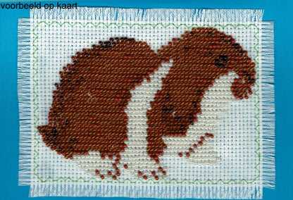 Borduurpakket konijn bruin/wit 9x13cm