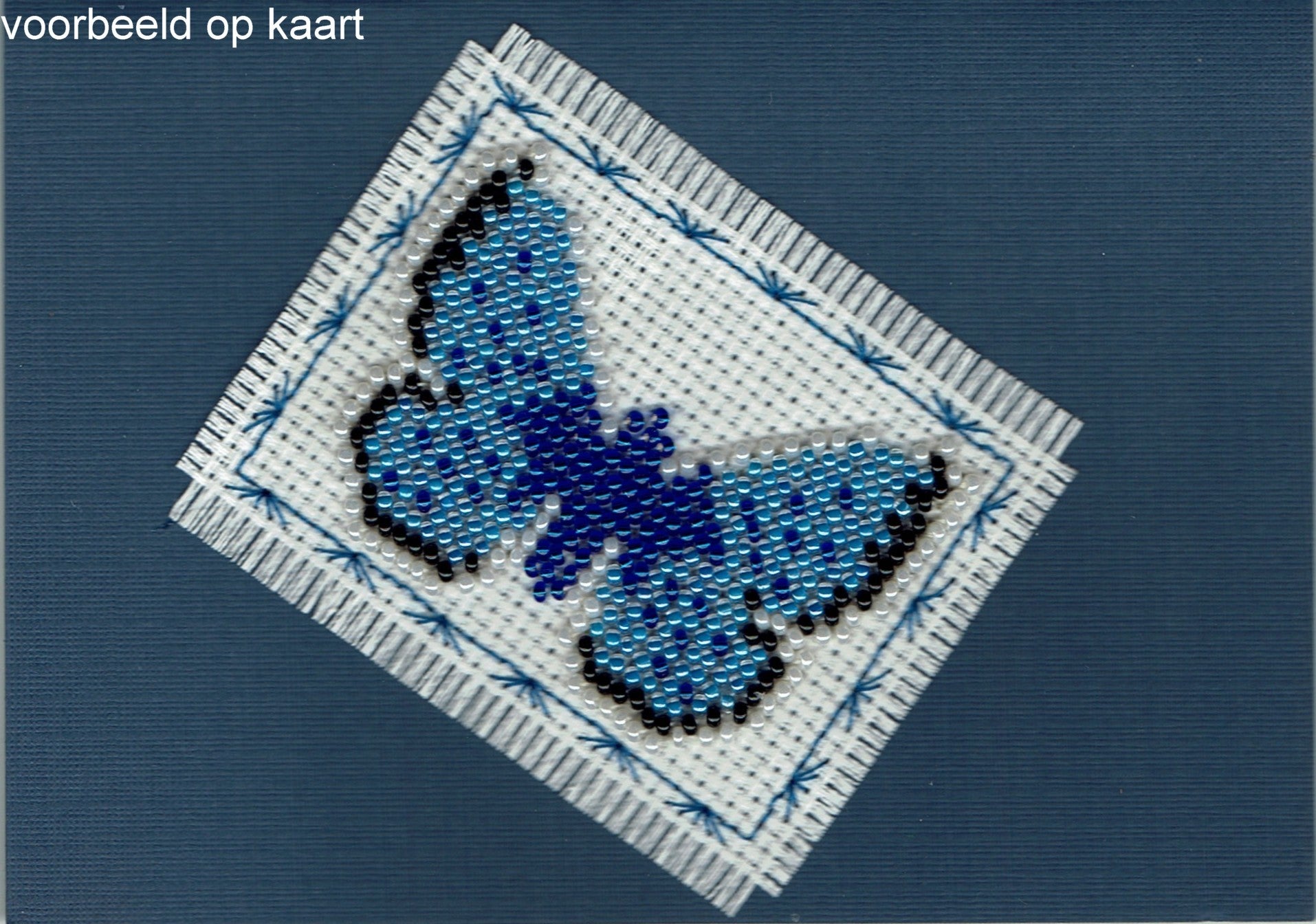 Borduurpakket vlinder Icarusblauwtje 6x8cm