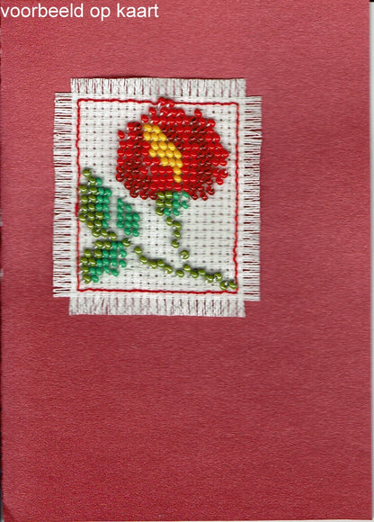 Borduurpakket roos rood 5x5cm.