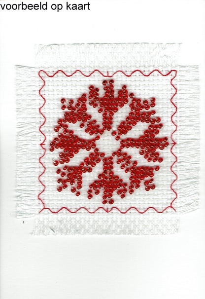 Borduurpakket sneeuwster rood 6x6cm