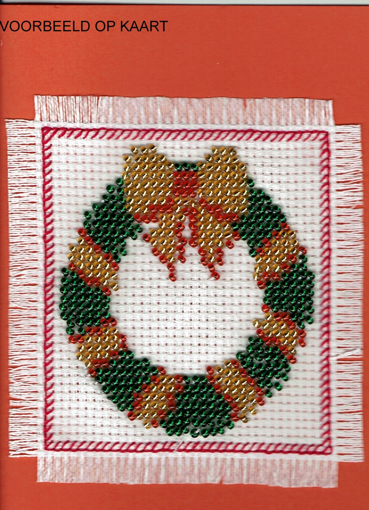 Borduurpakket kerstkrans 7x8cm