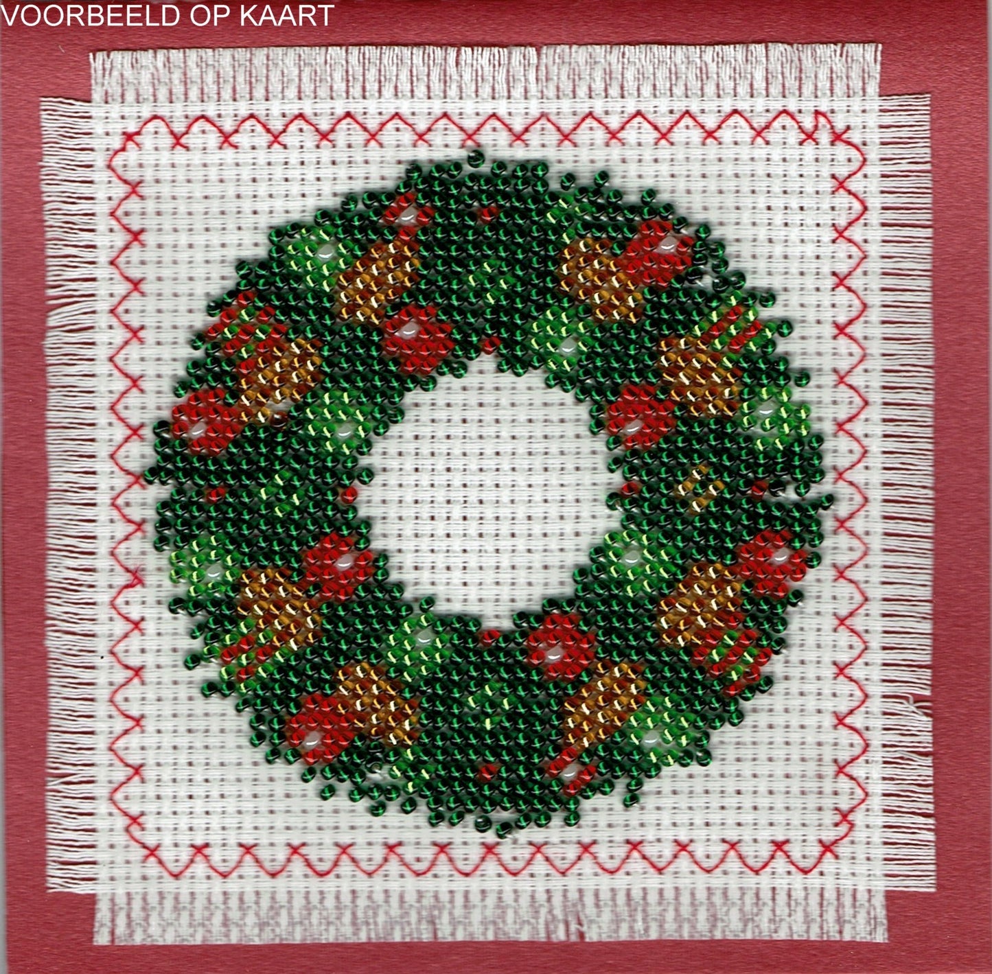 Borduurpakket kerstkrans 10x10cm