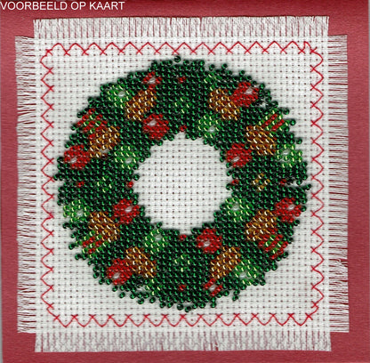 Borduurpakket kerstkrans 10x10cm